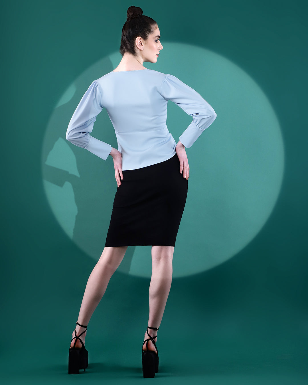 UNFLD Women Ribbed Midi Skirt | High Waist Pencil Skirts Knee Length – Black