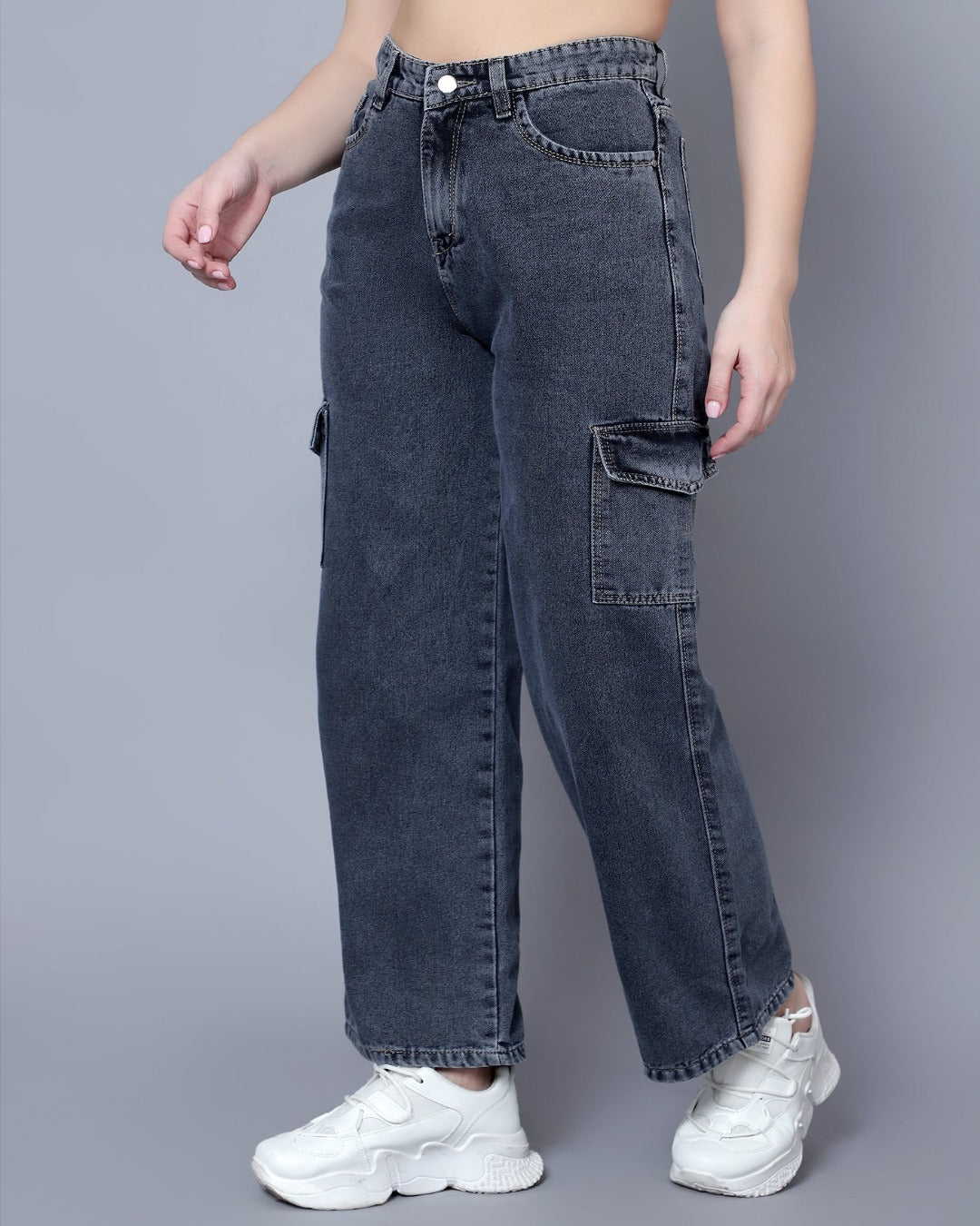 Cargo Jeans for Women Fashion Long Straight Stretchy Mid Rise Y2K